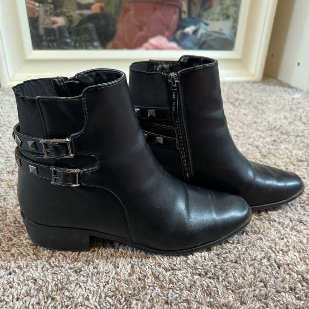 Anne Klein black studded ankle boots